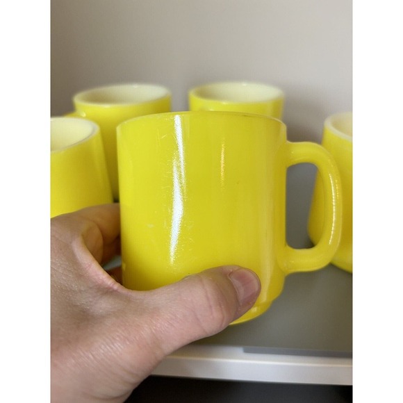 Vintage Glasbake Milk Glass Retro Coffee Mug Bright Yellow Lot 5 - Picture 7 of 14